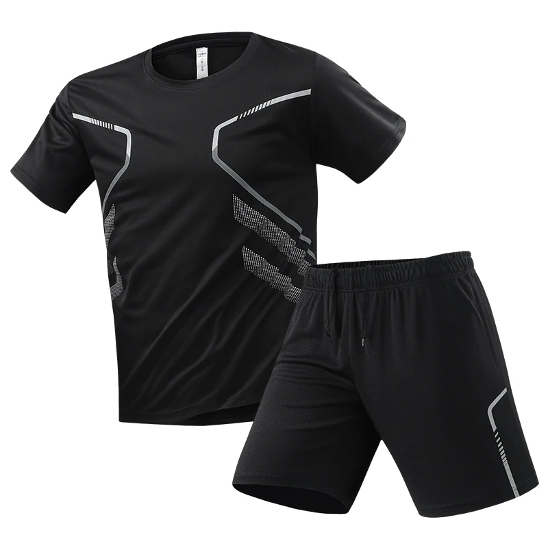 

Men's T-shirts Sets Sports Running T-shirt Color Block Quick-dry Breathable Short Sleeve Tee Outdoor Workout Summer Tracksuit