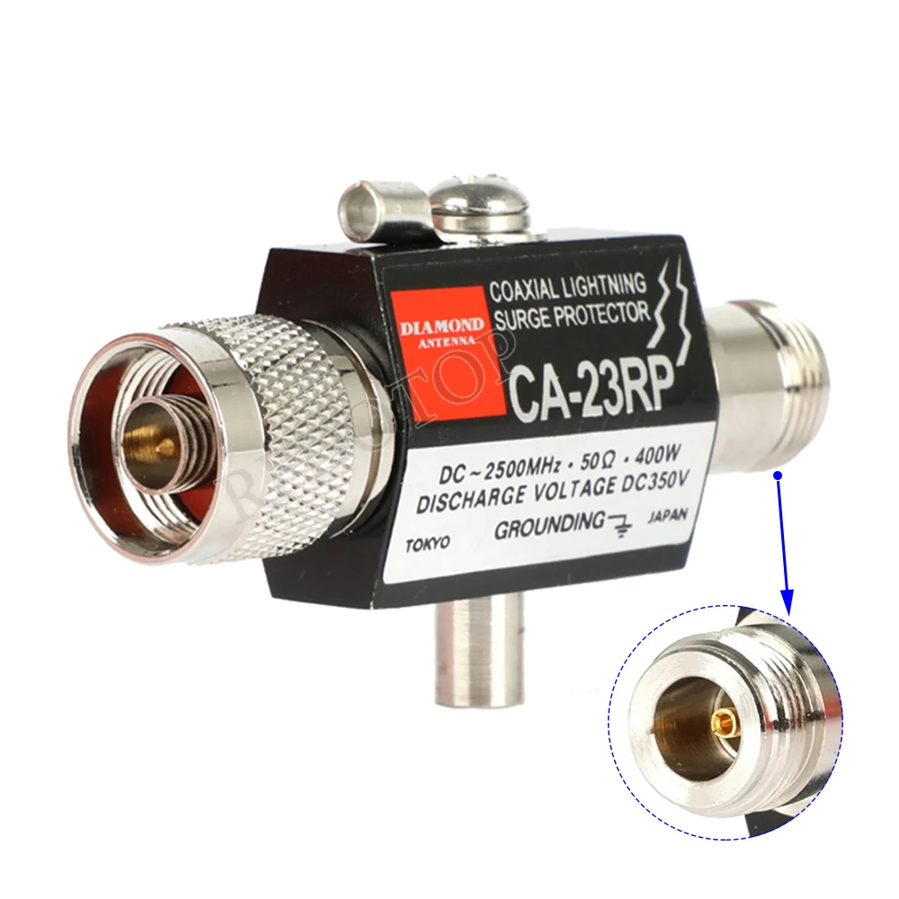 1Pcs CA-23RP N Male Plug to N Female Jack Connector DC-2500Mhz Radio Repeater Coaxial Anti-Lightning Antenna Surge Protector