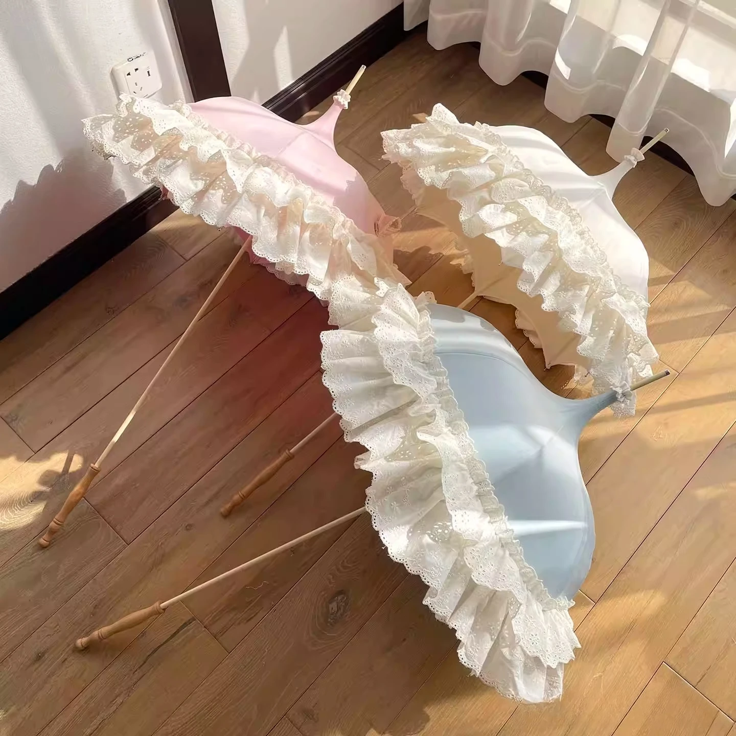 

French vintage embroidery lace pagoda umbrella wedding photography antique umbrella props