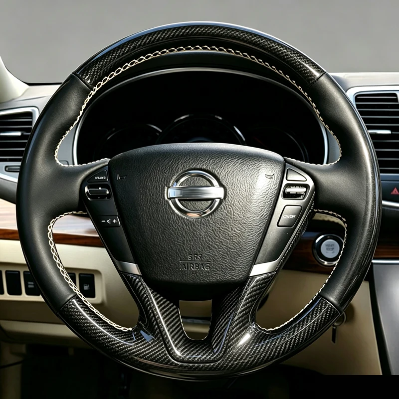 Microfiber Leather Car Steering Wheel Cover for Nissan Teana Murano Z51 Elgrand Quest 2011 Hand Stitched Protector Wrap Cover