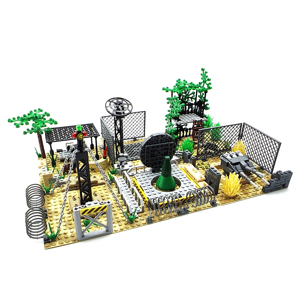 

Military Base Building Blocks World War II Jungle Desert Fortress Building Scene Toy Model Compatible With Classic Brands