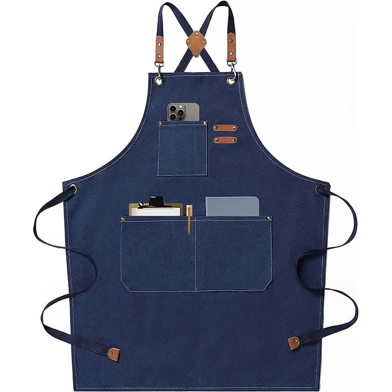 Avental de lona feito de algodão adequado para uso doméstico leite chá cafeteria cozinha jardinagem denim circunferência da cintura