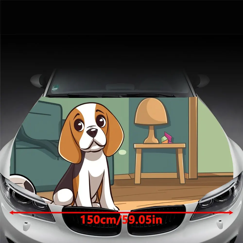 Cartoon Animal Beagle House Print Car Hood Wrap Color Vinyl Sticker Truck Graphic Bonnet DIY Auto Accessories Decoration Decal