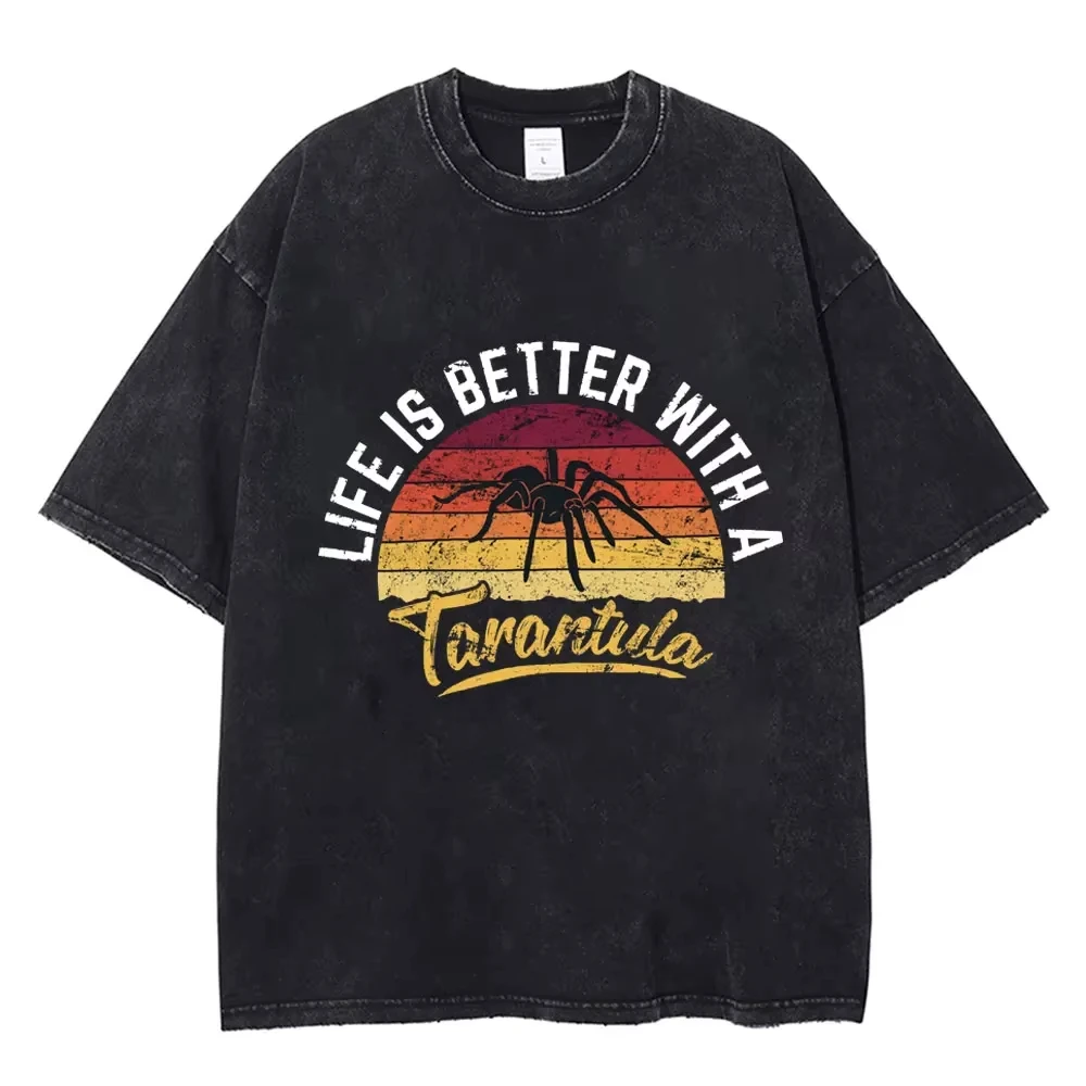 

Футболка с принтом паука, винтажная, с эффектом потертости, в стиле хип-хоп, для мужчин и женщин, в стиле Харадзюку, готика, панк, хлопковая, летняя, свободного кроя, уличная одежда, Y2K