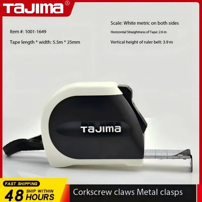 

TAJIMA 1001-1649 JIS High Precision Tape Measure, 25-55 Tape Measure (Calcined Jaws) Double Sided Scale, Auto Lock Function