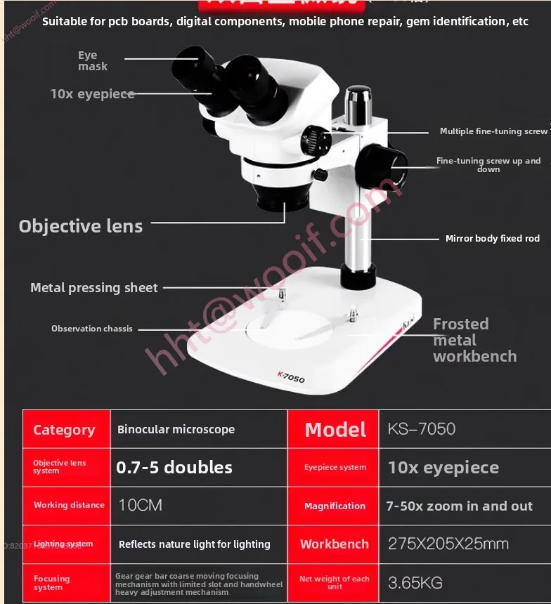 Para microscopio Trinocular Kaisi K-37050 B3 con cámara para reparación de teléfonos móviles