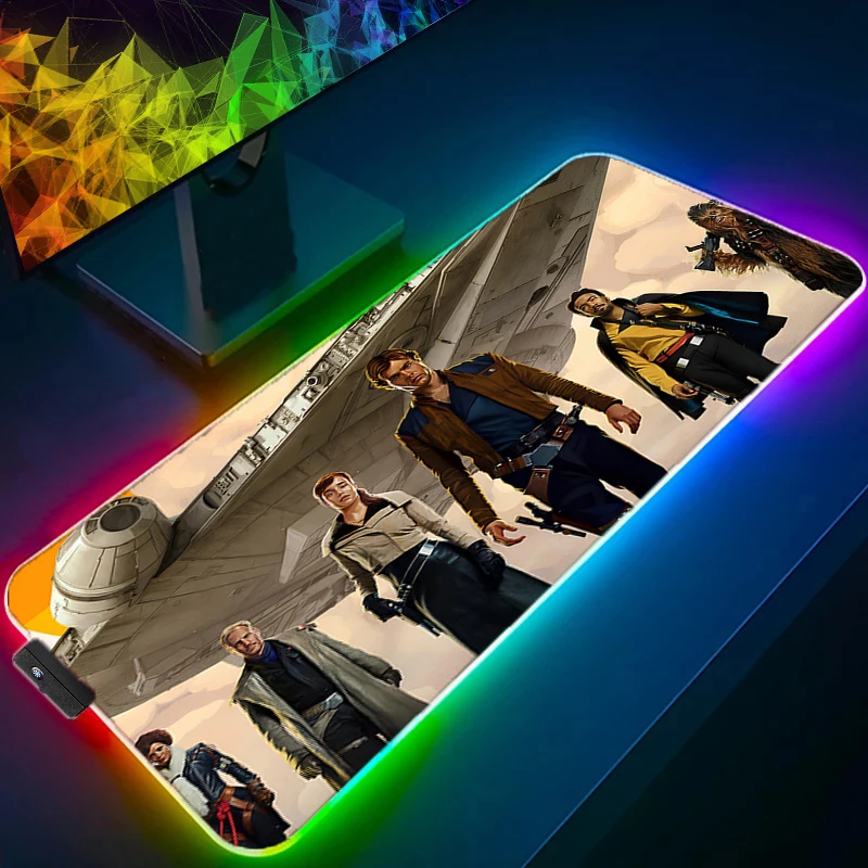 RGB LED Gaming Mouse Pad Design Non-slip Rubber Sewn Edge S-star W-wars Desk Mat Keyboard Pad Gamers And Office Work Mousepad