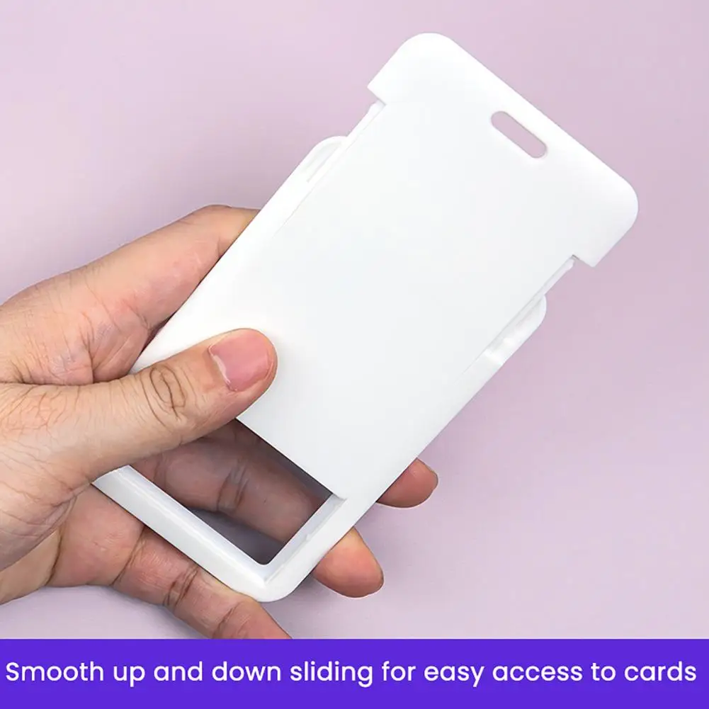 11*7cm Sliding Badge Holder Vertical Hard Plastic Case Clear Card Protector Pouch For Office School ID Credit Cards Proximity