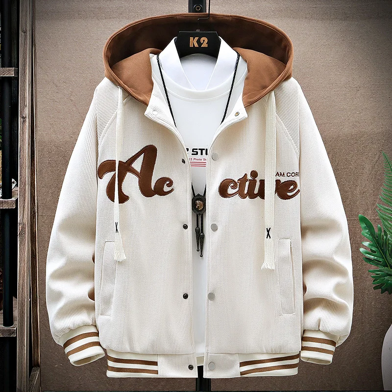 

Fashion Spring Autumn Hooded Jacket Mens Harajuku Windbreaker Casual Coat Streetwear Hip Hop Baseball Youth Tops Clothing