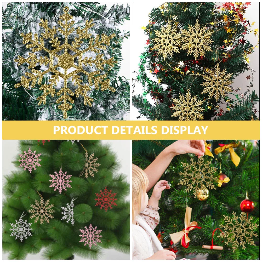 

6 Pcs Christmas Tree Decoration Snowflakes Table Hanging Decorations Plastic Xmas Ornaments