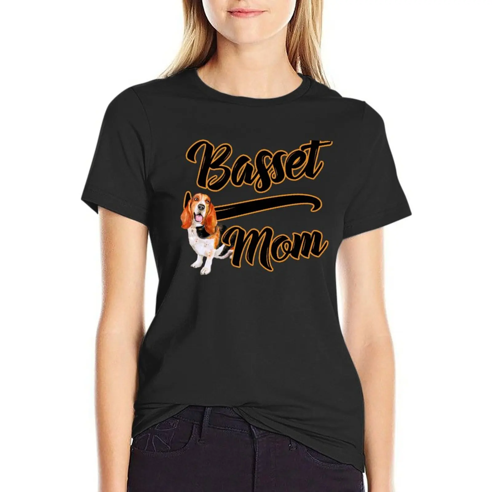 

Basset Mom! Especially For Basset Hound Dog Moms! T-Shirt plus size tops Short sleeve tee vintage clothes T-shirts for Women