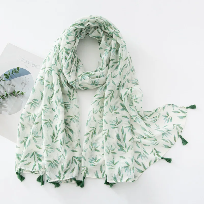 Voile Fringe Scarf with Geometric Print - Vintage Sun Protection Shawl for Women Travel Fashion Wrap