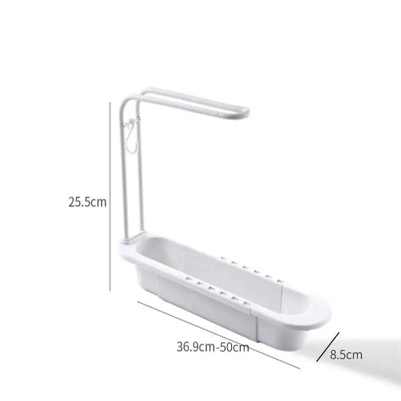 Kitchen Telescopic Sink Shelf Drainer Rack Storage Basket Soap Sponge Storage Towel Rack Bathroom Adjustable Sink Kitchen Tool