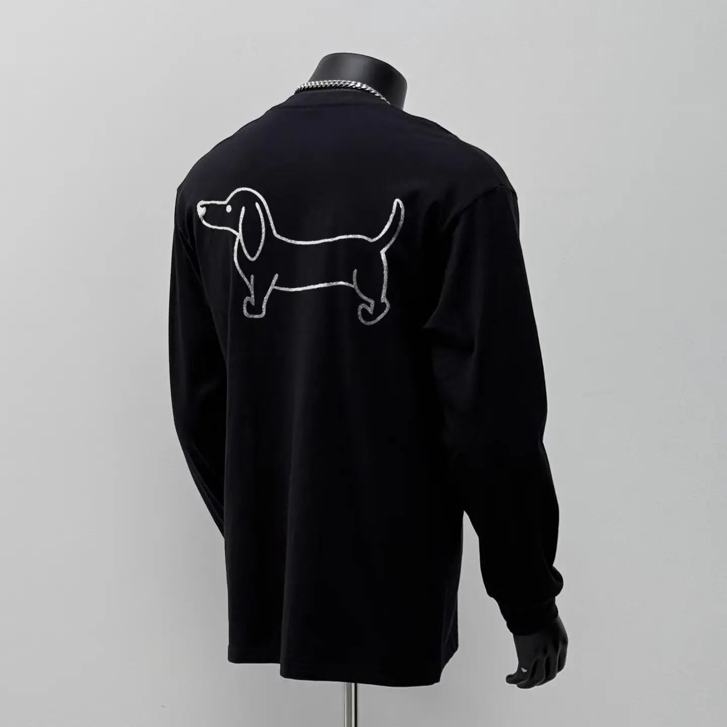 Loose Long Sleeve American Style Men's T-shirt Inner Wear Base Shirt for Autumn Winter Heavy Duty 250 Pounds Teenage Boy