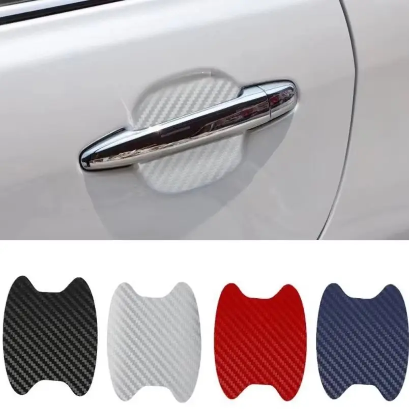 4Pcs Car Door Sticker Carbon Fiber Scratches Resistant Cover Auto Handle Protection Film Exterior Styling Accessories