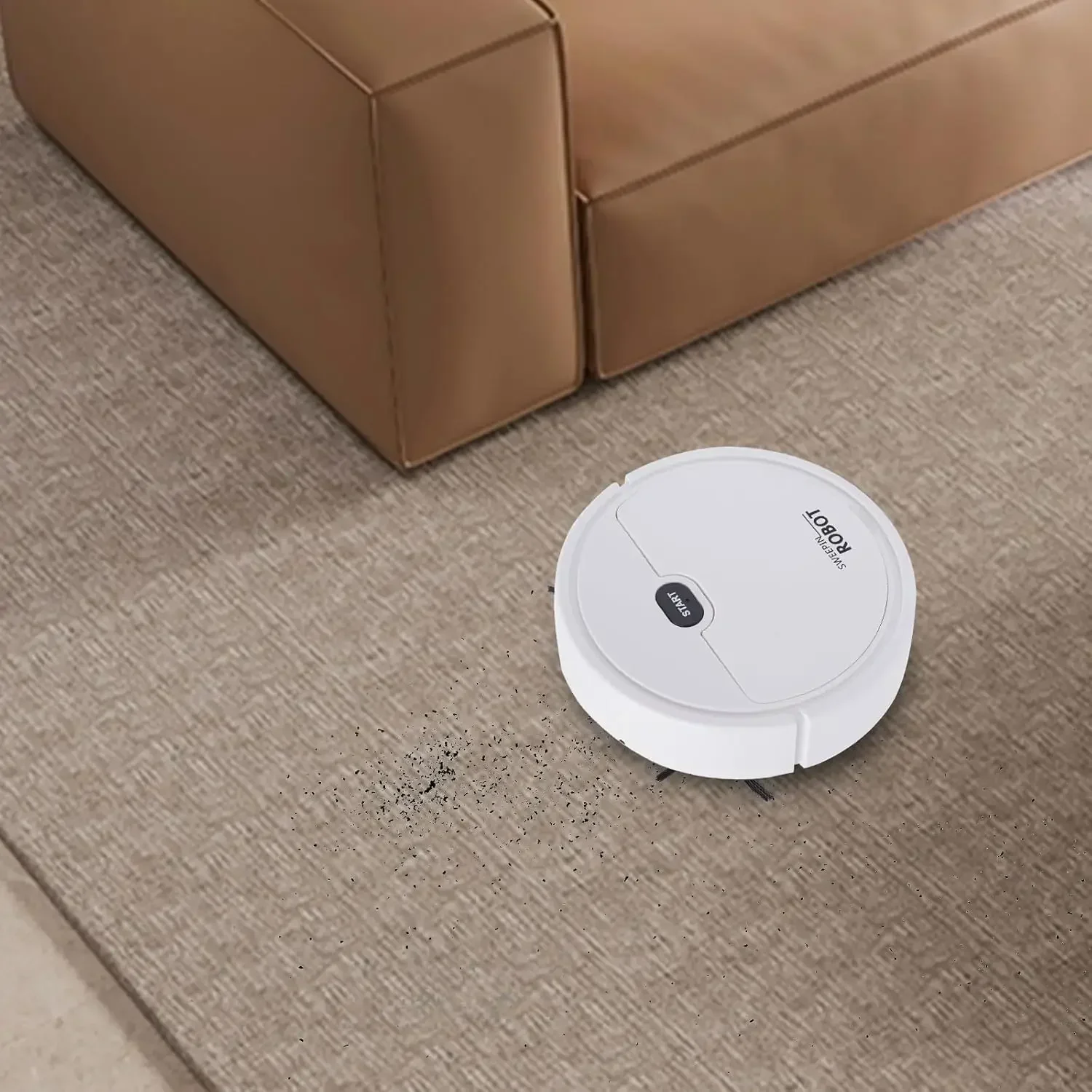 White Robot Vacuum Cleaner with Mopping Function, Robot Sweeping Machine Suction Station, for Daily Home Floor Cleaning