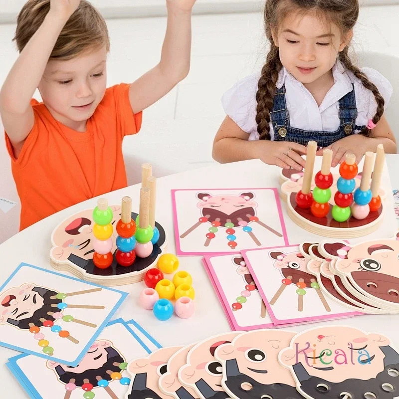 Jeu de perles à enfiler, jouets sensoriels Montessori, émotion assortie, tri des couleurs, motricité Fine, éducation précoce, créative