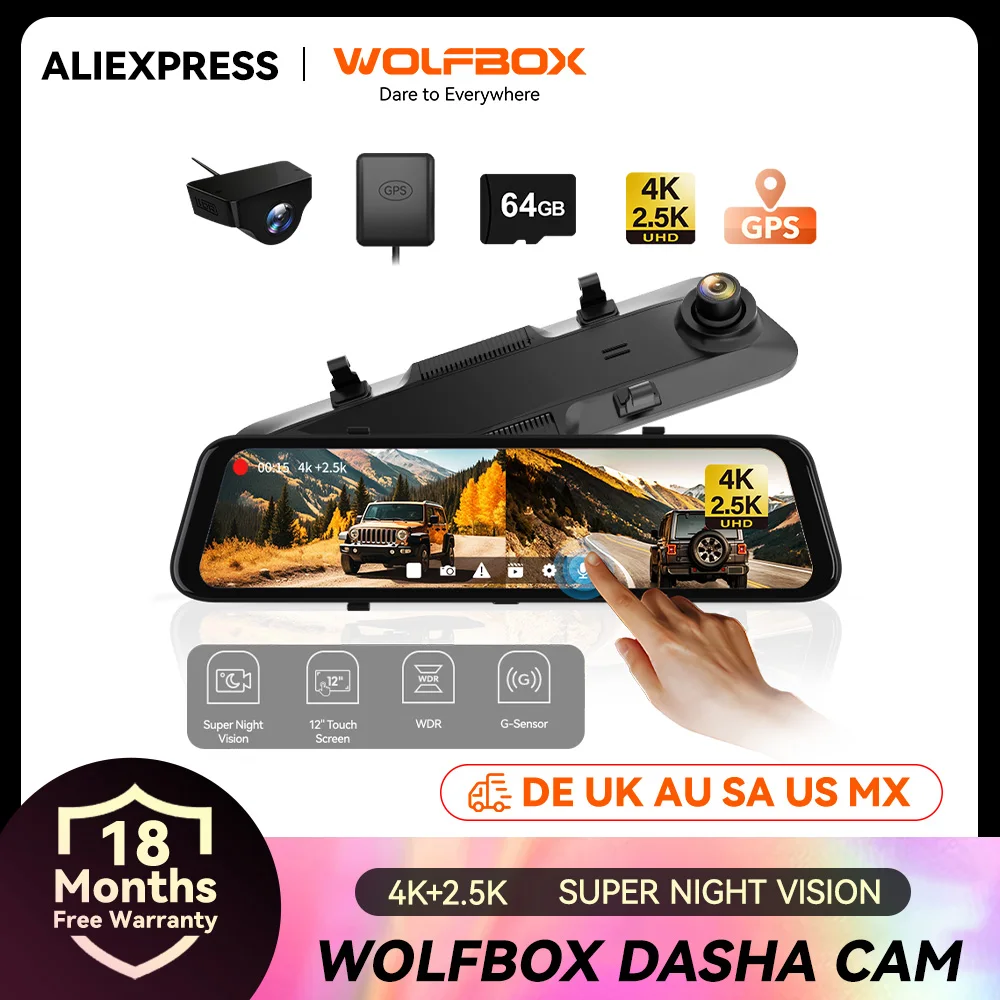 WOLFBOX G900 Dash Camera con guida a destra per JP AU UK