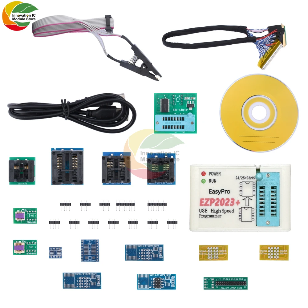 EZP2023+High Speed SPI Flash Programmer USB 2.0 With SOP8 SOP16-DIP8 Chip Adapter