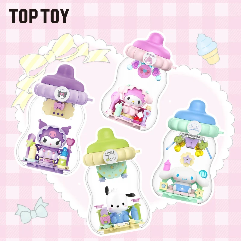 

Семейный персонаж Sanrio, слепая коробка, игрушки, серия детских бутылочек, милая кукла Kuromi My Melody Hello Kitty, модель игрушки, коллекционные украшения