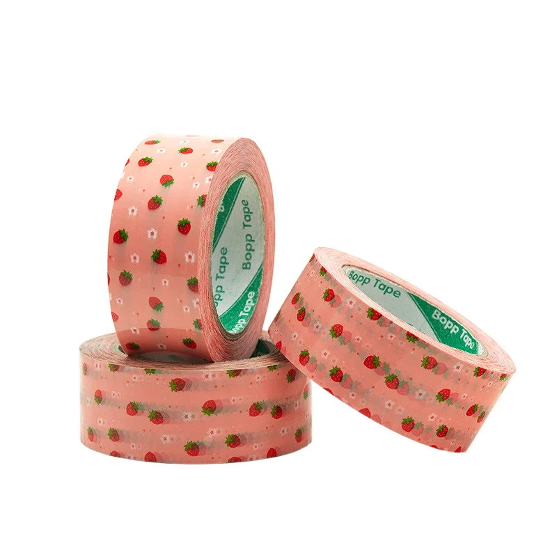 

4.5CM 100M Cartoon Cute Strawberry Pattern Pink Adhesive Tape High Viscosity High Strength Packing DIY Gift Packing Decor Tape