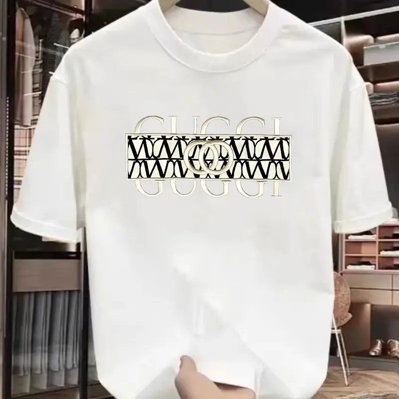 

Summer Heavy 100% Cotton Short-sleeved T-shirt Men's and Women's Oversize Popular Printed Ins Top Casual Sports