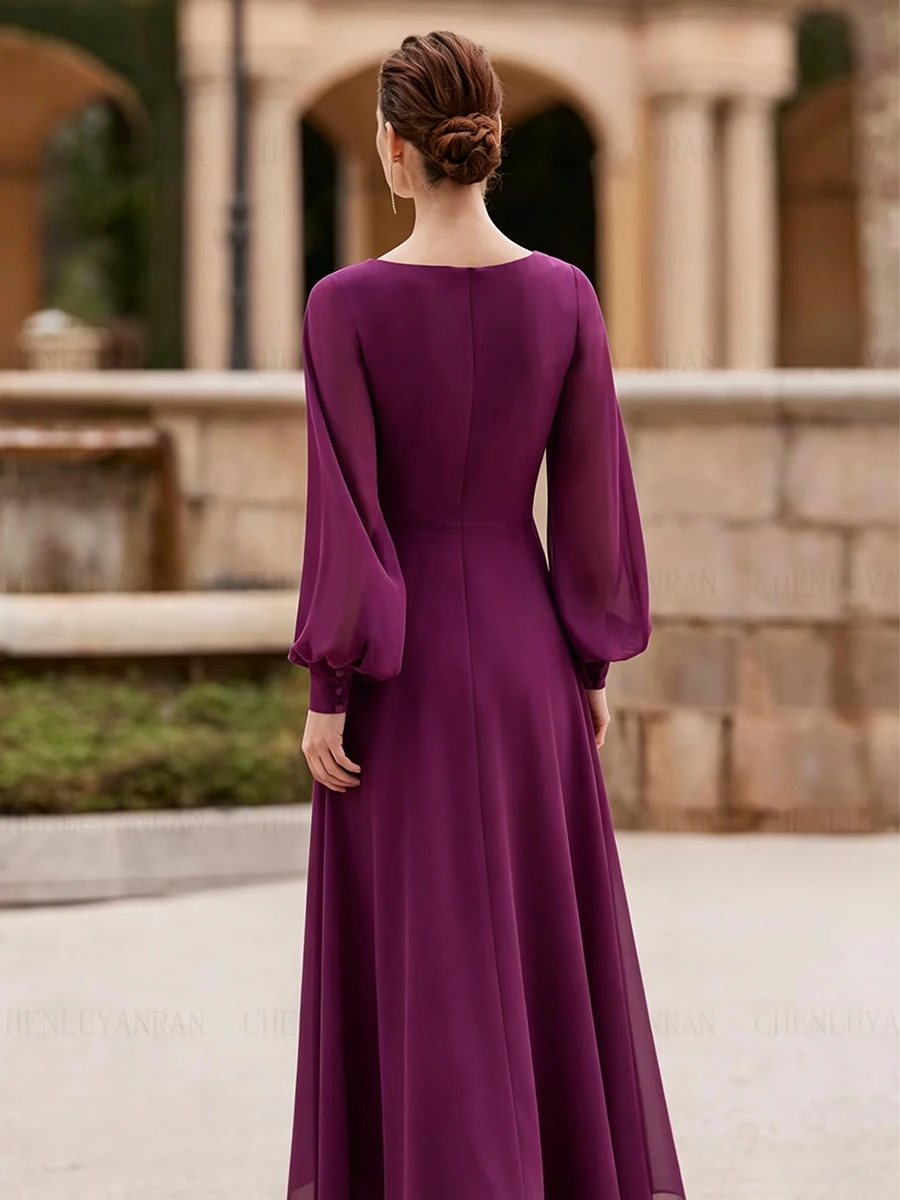 Einfache Kleider für die Brautmutter 2026, elegante Chiffon-Plissee-Hochzeitsgastkleider, Applikationen, 3D-Blumenkleid für Damen zur Hochzeit – Detail 7