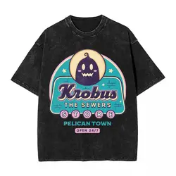 Washed T Shirt Krobus The Sewers Merchant Stardew Valley Hip Hop T-Shirts Harajuku Game Streetwear Tops Tee Shirt Men Women