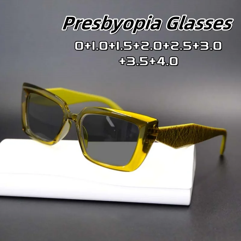 

Women's Retro Square Thick Framed Reading Sunglasses Comfortable Personality Decorative Presbyopia Eyeglasses 0 To +4.0