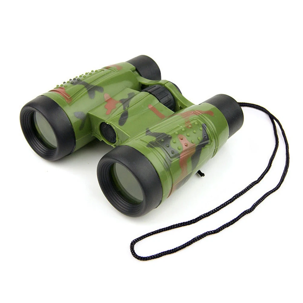 Telescopio infantil con estampado de camuflaje, juegos al aire libre para niños, juguetes de aumento con correa para el cuello