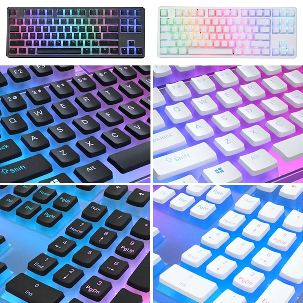 Pudding Keycap 130 Keys PBT Double Shot Mteria Keyboard Keycap For 61 68 84 87 96 98 100 108 Key RGB Mechanical Keyboard Keycaps