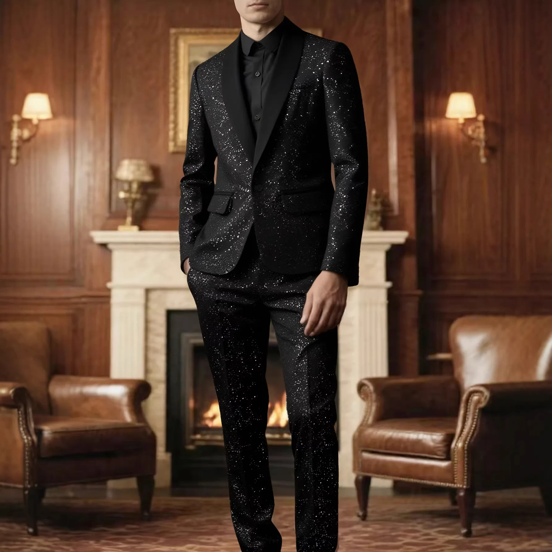 بدلة رجالية من قطعتين مزينة با - مراجعة Men'S Gothic Formal Wear وسعره