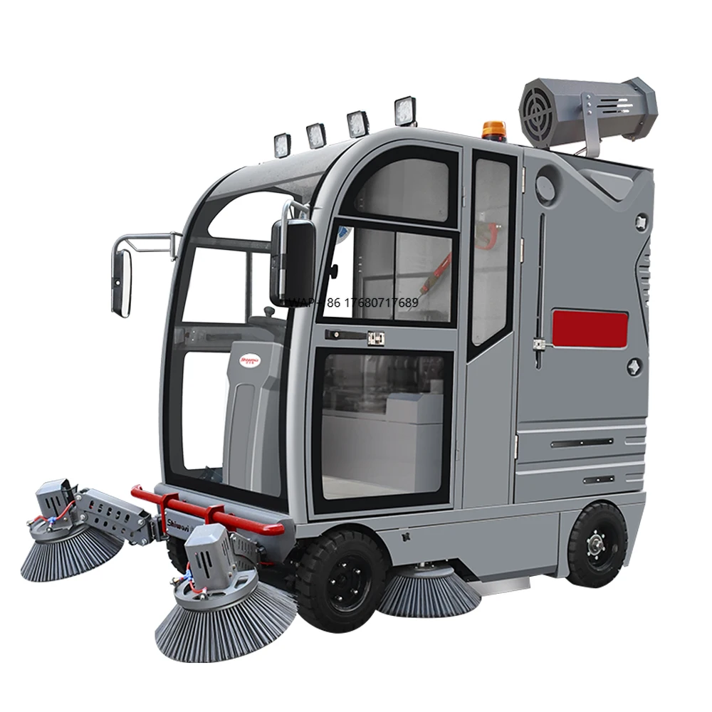 

Shiwosi Durable Outdoor Electric Ride-On Road Sweeper Auto-Cleaning Street Cleaner Industrial Government Use Battery-Powered