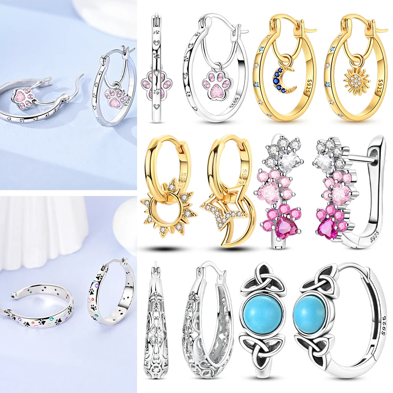 Hot 925 Sterling Silver Earrings for Women Man Simple Round Drop Hoop Earring Party Wedding Engagement High Quality Jewelry Gift