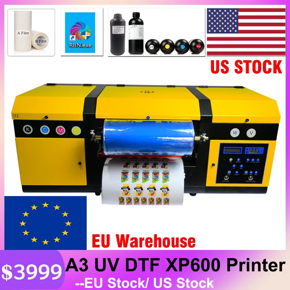 Aidi-a3 uv dtfプリンター,ダブルxp600,ソフトウェアabフィルム,6x500ml,eu倉庫
