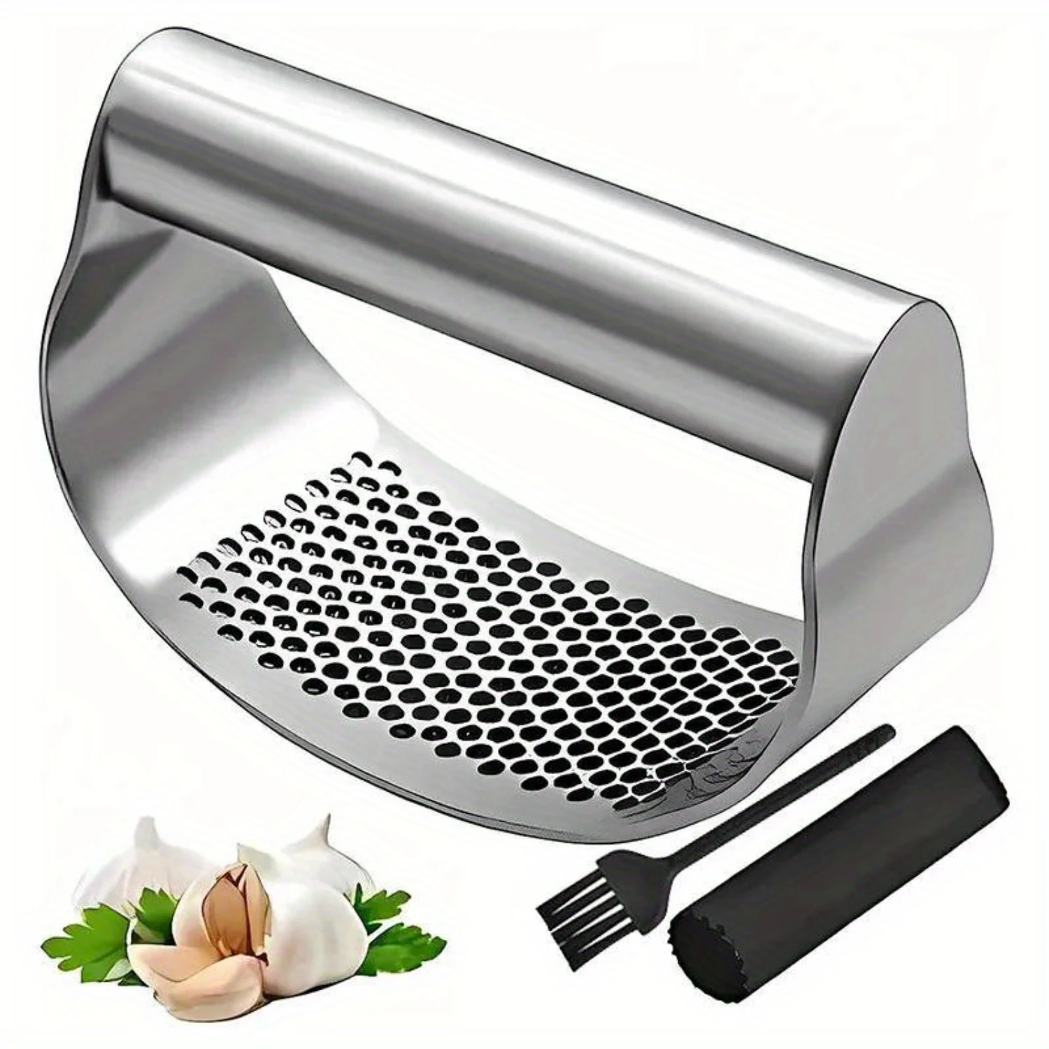 5-Piece Stainless Steel Garlic Press Set With Bottle Opener - Durable, Easy-Clean Kitchen Gadgets For Effortless Mincing & Crush