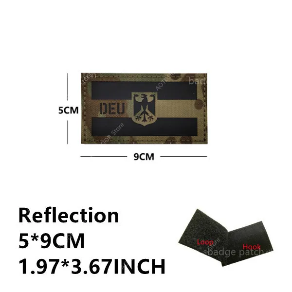 Germany Flag DEU Reflective Infrared IR Patches German Eagle GSG9 Armband Tactical Badge Applique PVC Military Patch HOOK&LOOP