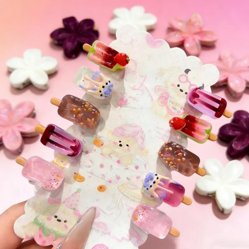 

30-Piece Set of Random Cute Ice Cream Shaped Hair Clips, Creative and Quirky Ice Cream Hair Clips, Fun Cartoon Hair Clips, Cute Mini Clips for Children and Girls, Holiday Dress-Up Gifts