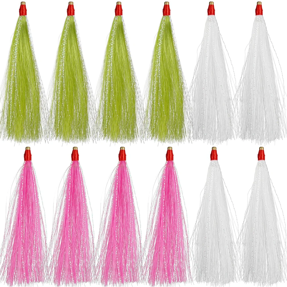 

500Pcs Fishing Bucktail Teasers Hooks Saltwater Lures Copper Tube Bucktail Flash Skirts for Fishing Teasers Plugs