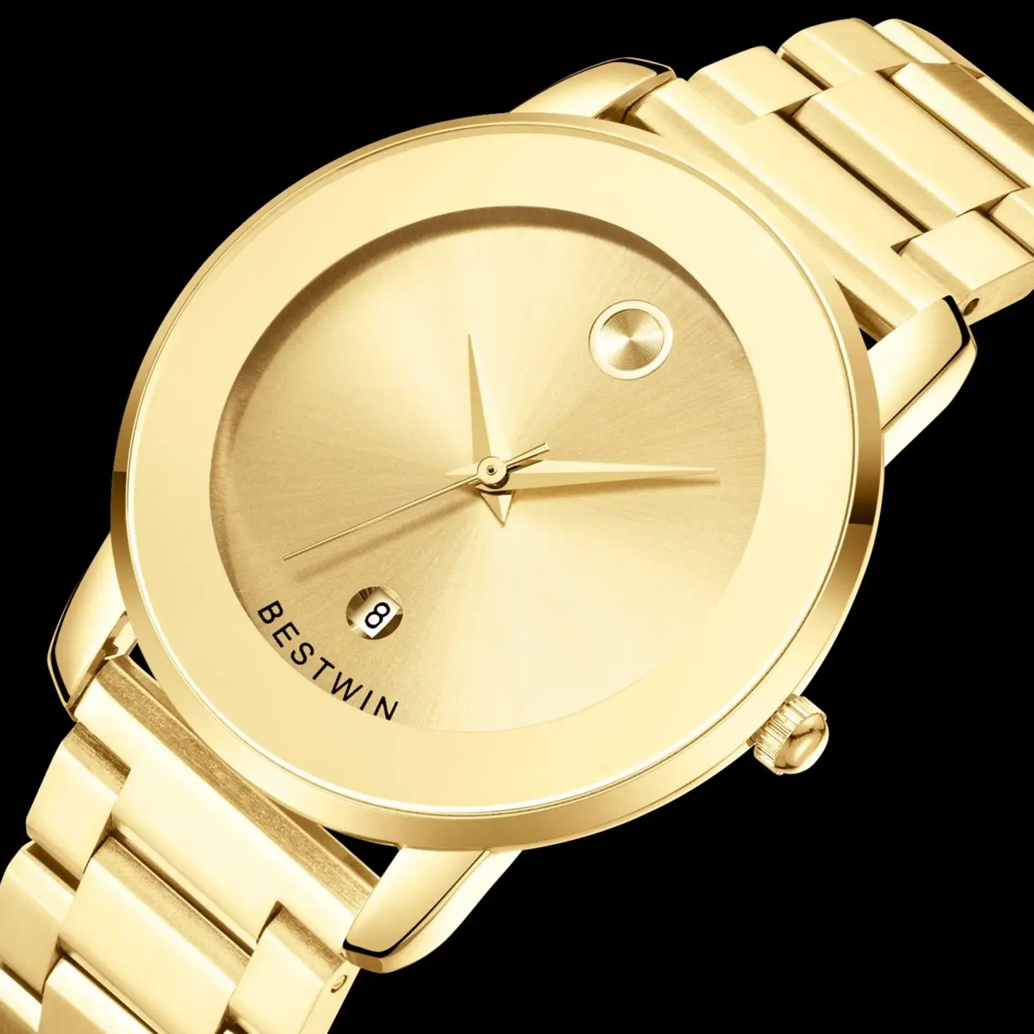 Men\'s Watch Brand Light Luxury Gold Classic Simple Ultra Thin Steel Waterproof Business Male Quartz Clock Wristwatches