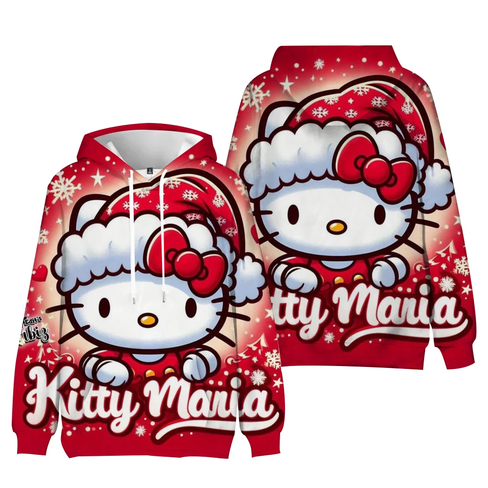 Sanrio Hello Kitty Hoodie longgar wanita, Hoodie kasual ukuran besar musim gugur musim dingin mode baru gaya Korea pullover motif anak perempuan Y2k