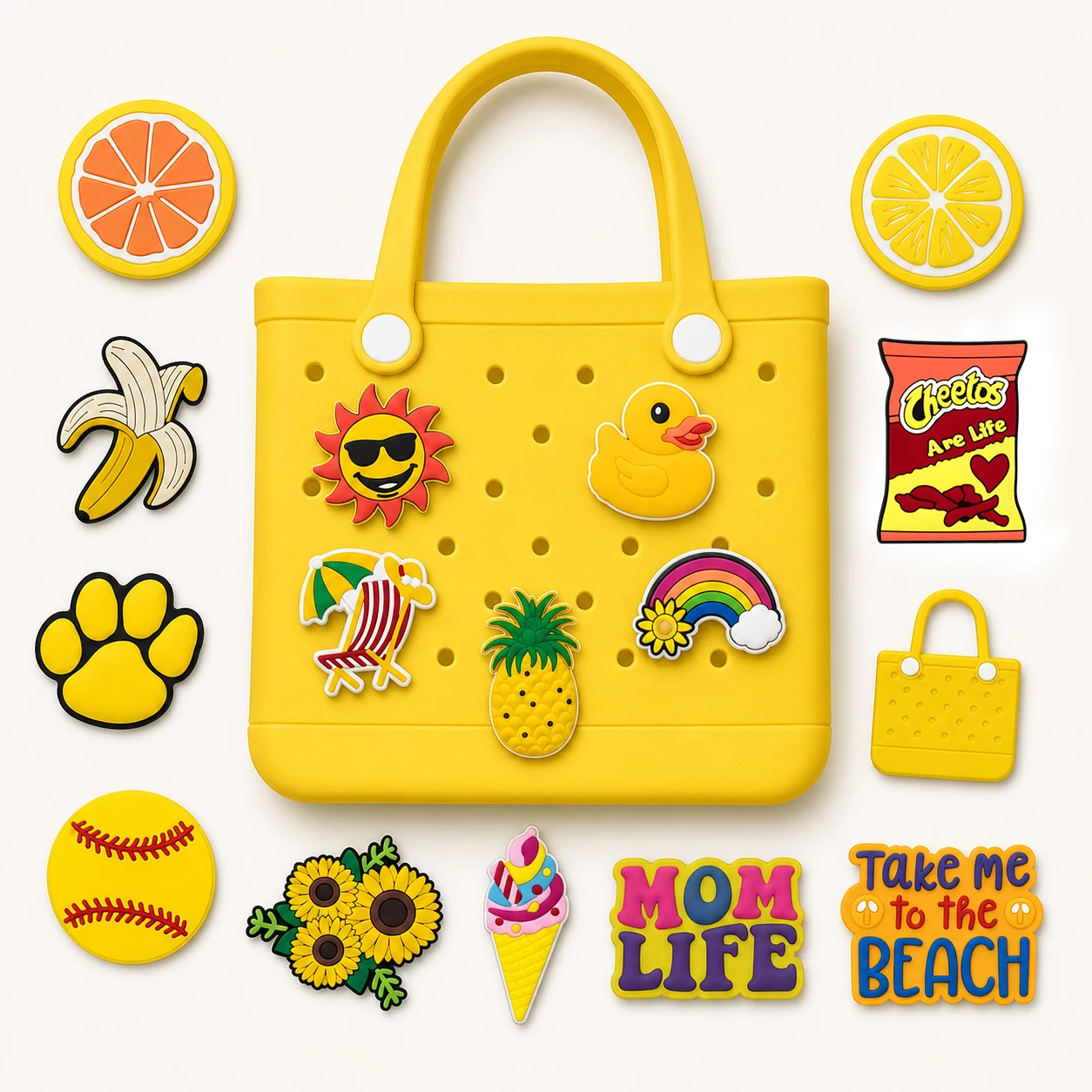 1/16pcs Summer Fruit & Beach Theme Bag Charms Set DIY Decorative Pins Lemon Pineapple Fashion Women Handbag Tote Accessories