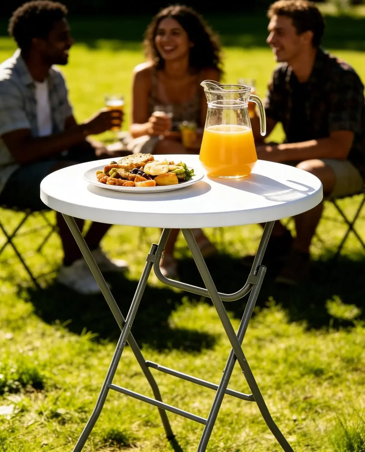 2 Pack Cocktail Table 28in Portable Folding Bar Height Table, White | Indoor Outdoor with Removable Legs, Tall Bistro Foldable