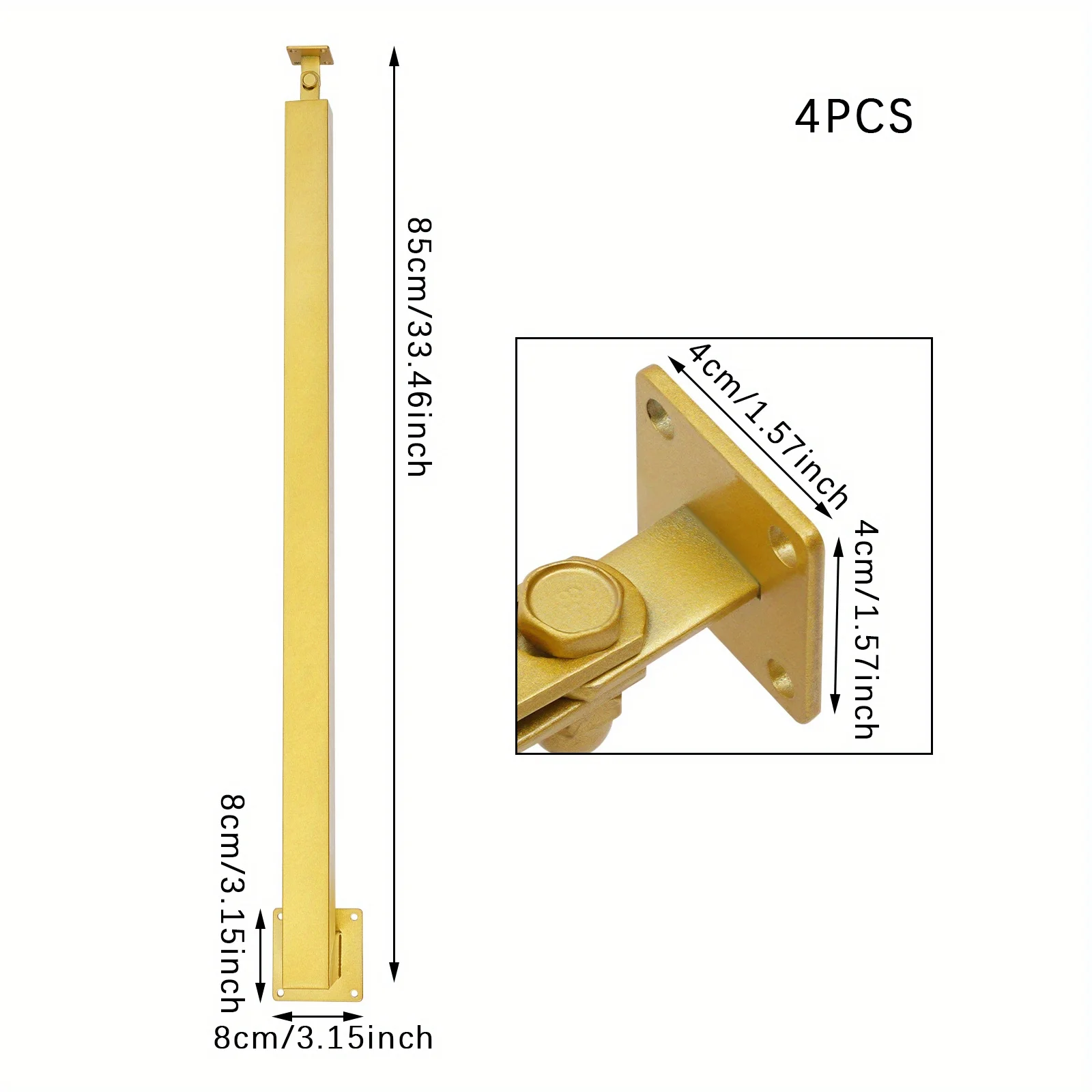 85cm階段手すり側面取り付け4個 - ゴールデンカラー、階段、ヴィラ、玄関、廊下に最適