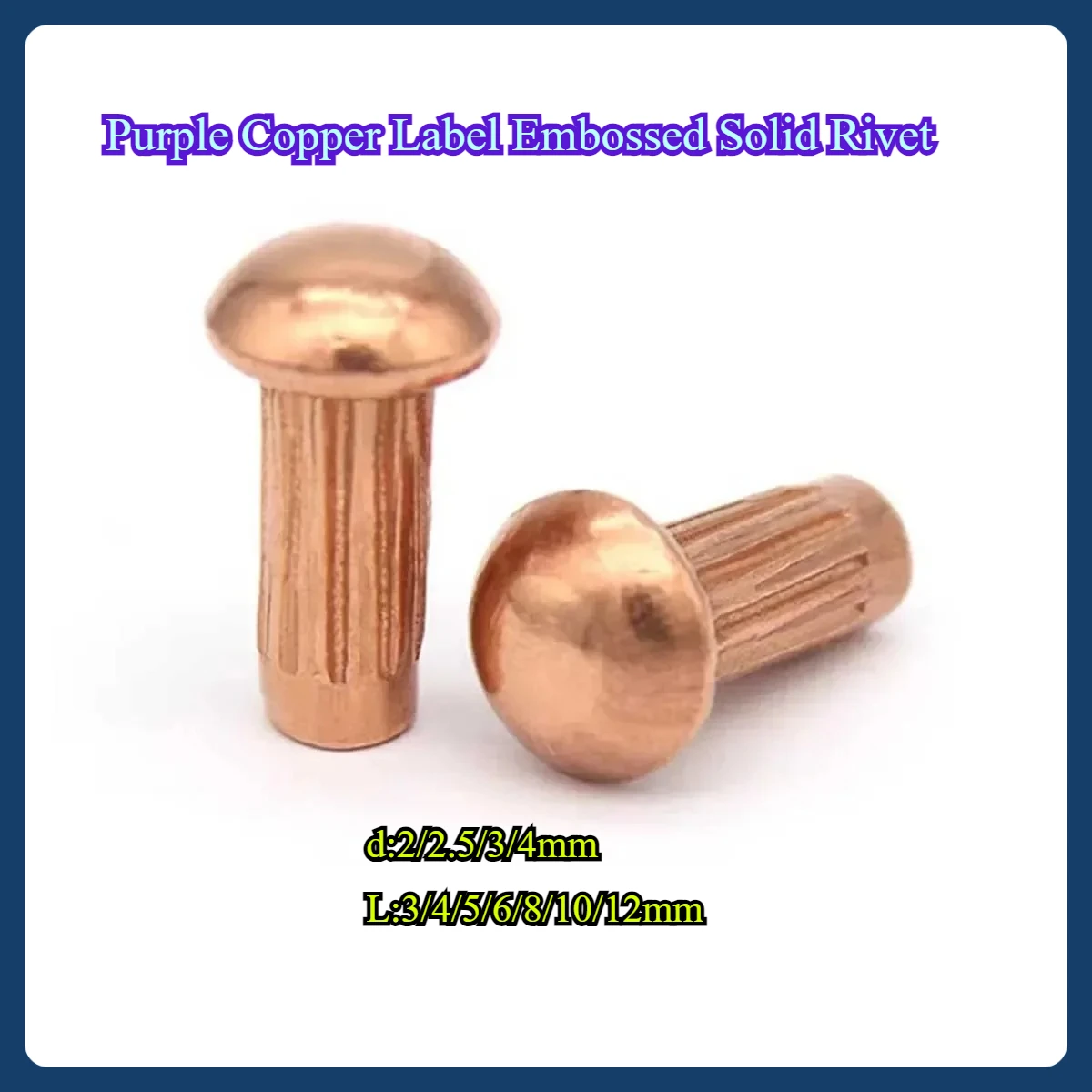 

Purple Copper Label Embossed Solid Rivet M2M4