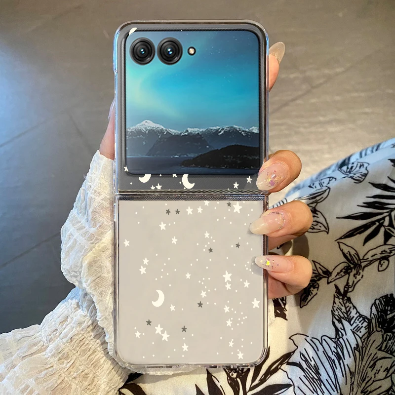 Little Star Pattern Handyhülle für Motorola Razr 60 40 50 Ultra Razr60 Razr50 Razr40, stoßfeste, transparente, faltbare Hartschale