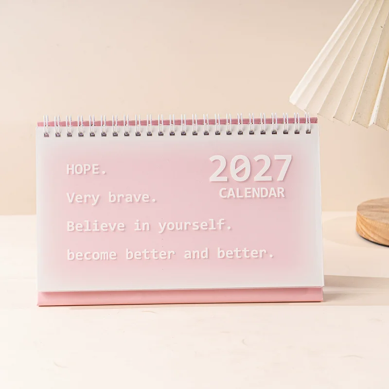 Pastel Gradient 2027 Desktop Calendar Inspiring Monthly Flip Wire Coil Table Planner Office Home Decor Stationery Present