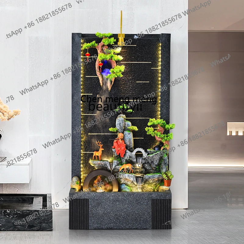 X  Water Curtain Wall Office Entrance Circulating Water Fountain Landscape Rockery Fengshui Wheel Fortune Decoration
