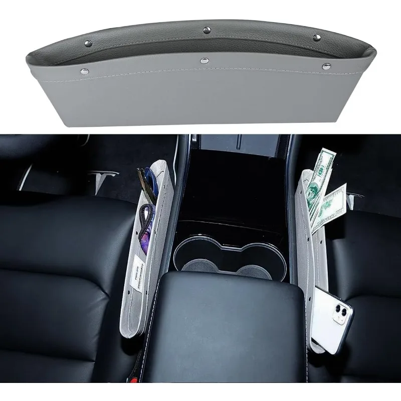 منظم فجوات مقاعد السيارة جلدي عالمي ، صندوق تخزين شق ، مناسب لمجموعة واسعة من المركبات