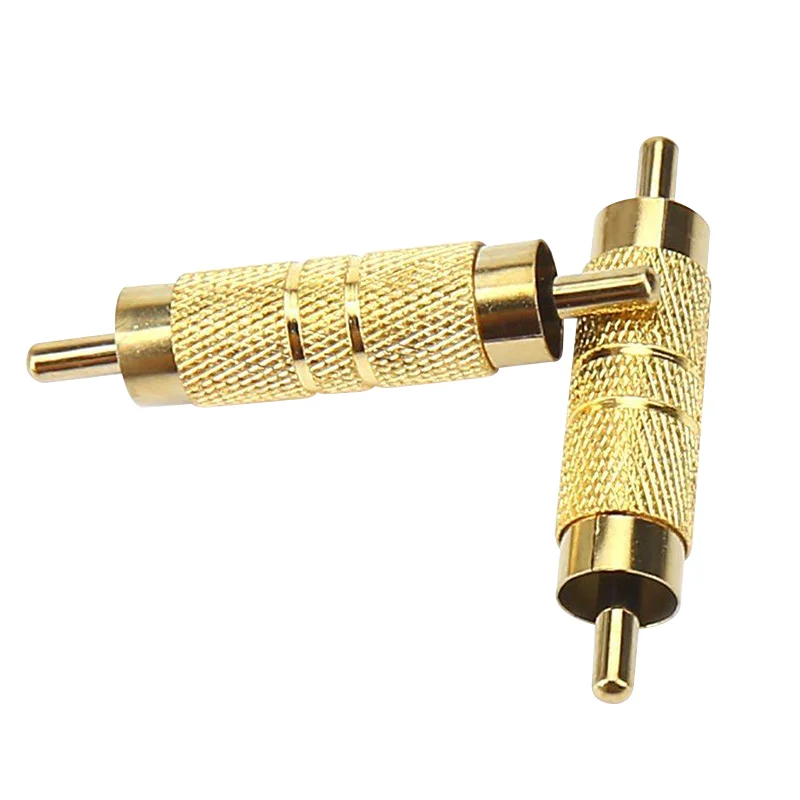 Gold-plated Brass RCA Inline Coupler Male to Male Plug A/V Adapter M/M Connector RCA Male to Male Joiner for CCTV Camera